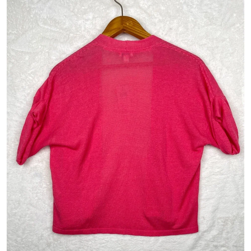 J. Jill Sweater Linen Blend Open Front Womens XS Pink Shrug Cardigan New NWT - Picture 5 of 11